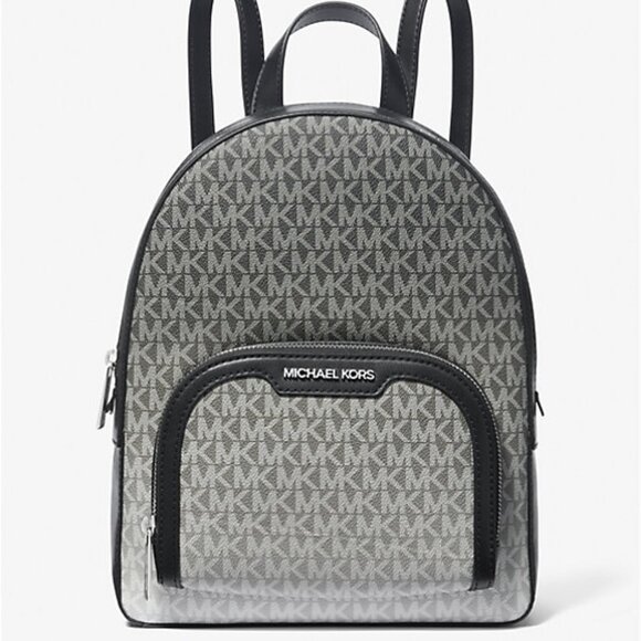 New Michael Kors Jaycee Medium Ombré Signature Logo Backpack Black - Picture 1 of 4